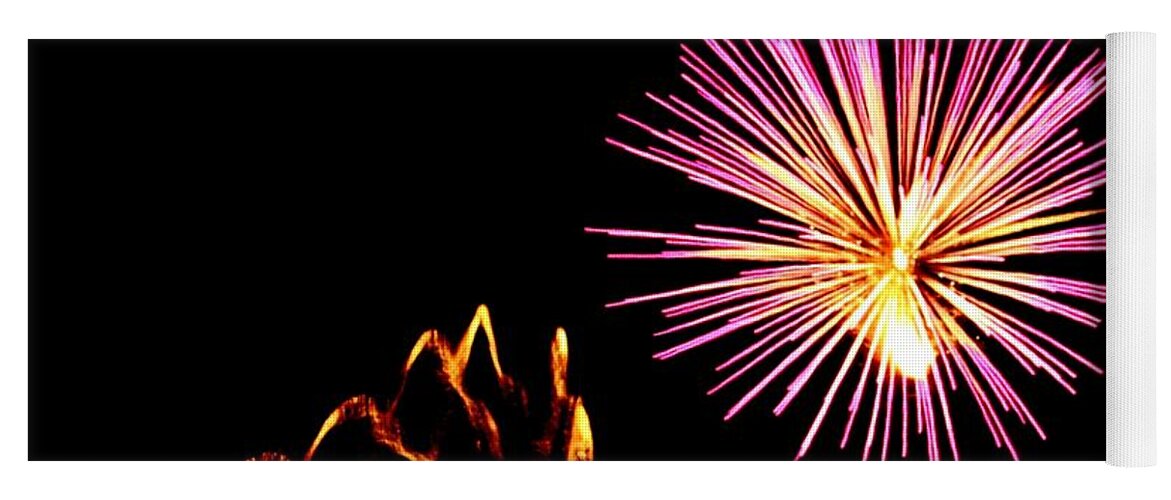 Firework Yoga Mat featuring the photograph Fireworks #6 by Donn Ingemie