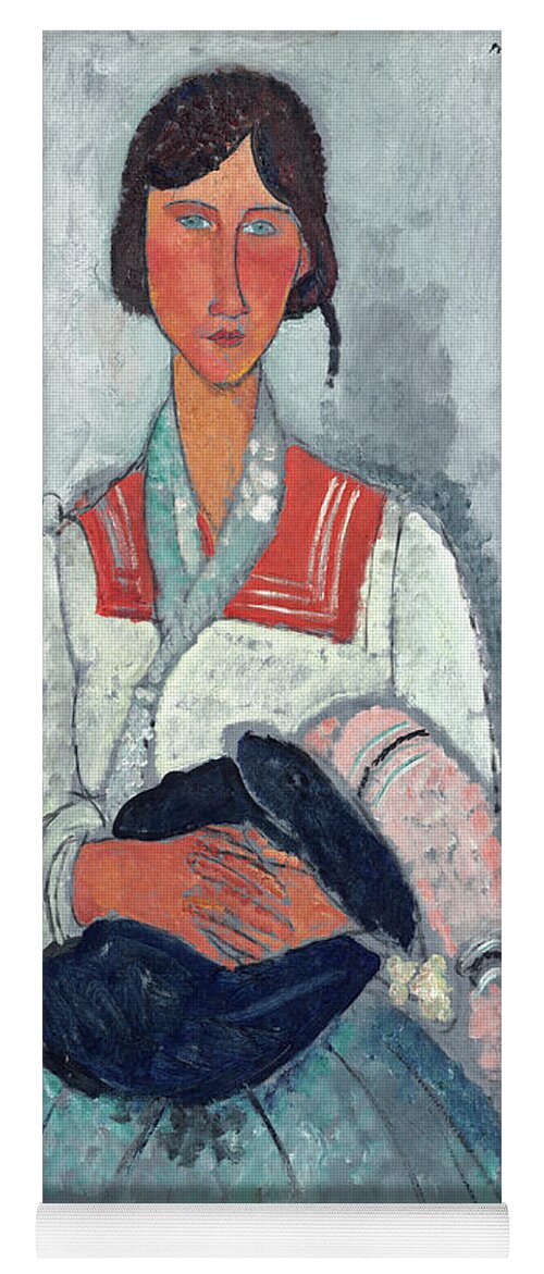 Modigliani Yoga Mat featuring the painting Gypsy Woman with Baby #6 by Amedeo Modigliani