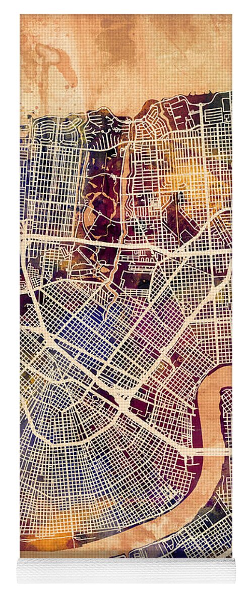 Street Map Yoga Mat featuring the digital art New Orleans Street Map #7 by Michael Tompsett