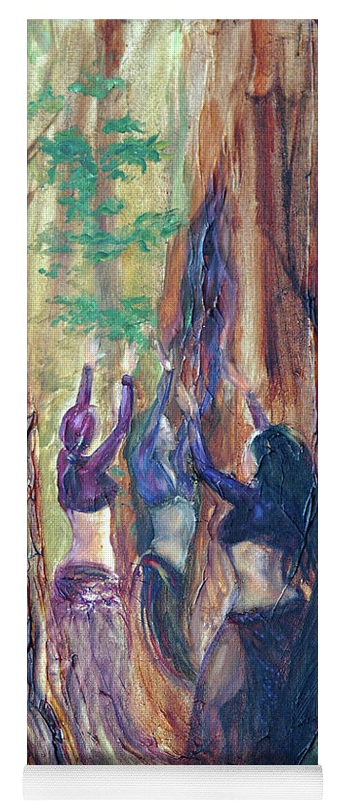 Face Mask Yoga Mat featuring the painting Forest Dancers by Sofanya White