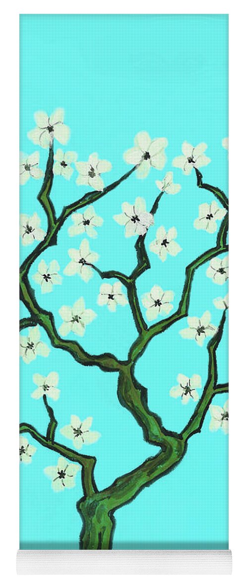 Art Yoga Mat featuring the painting Spring tree in blossom, painting #7 by Irina Afonskaya