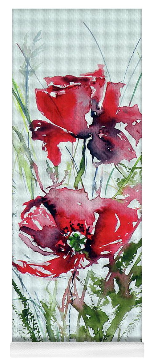 Poppy Yoga Mat featuring the painting Poppies #8 by Kovacs Anna Brigitta