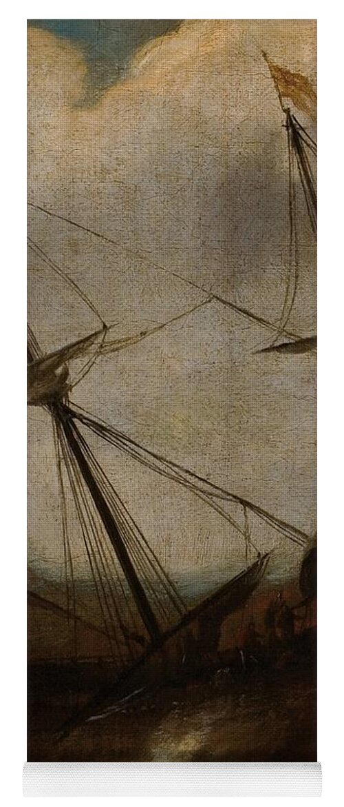 Anonymous Boat In A Storm Xvii Century. Yoga Mat featuring the painting Anonymous by MotionAge Designs