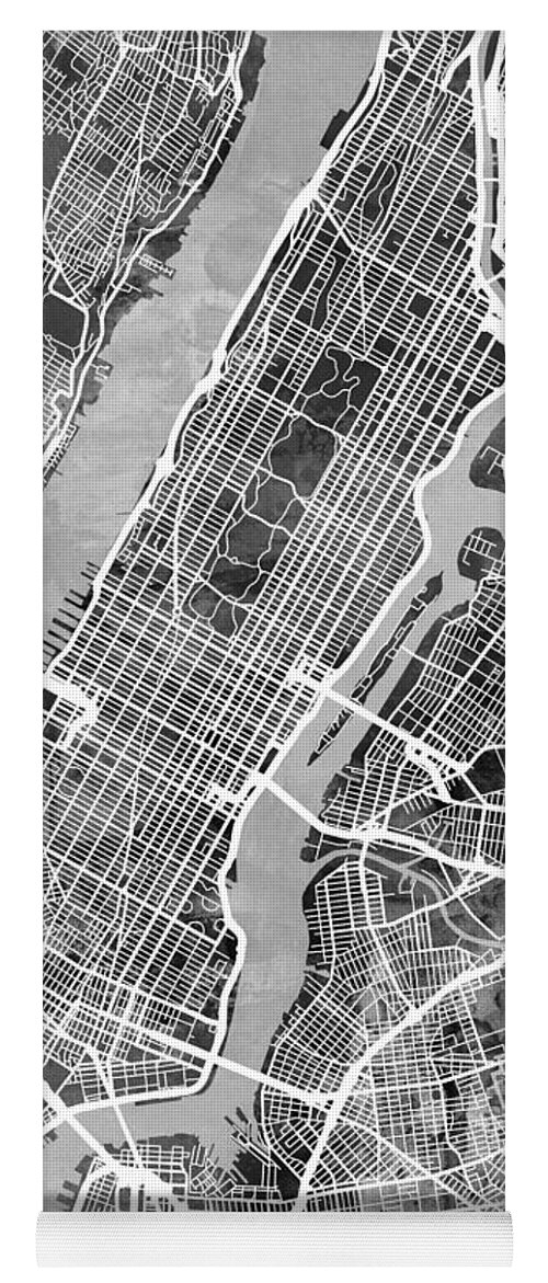 New York Yoga Mat featuring the digital art New York City Street Map #9 by Michael Tompsett
