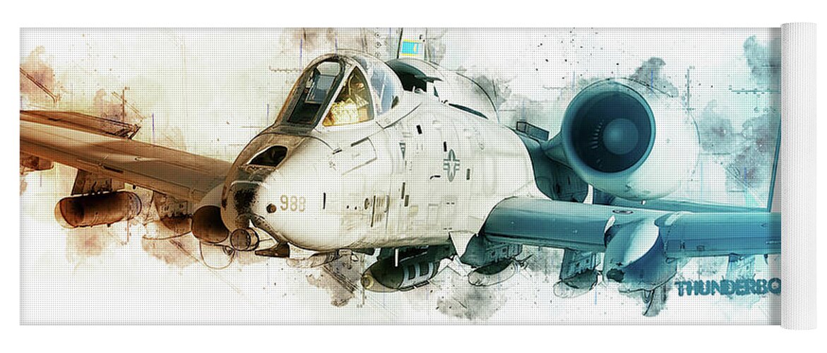 A-10 Yoga Mat featuring the digital art A-10 Thunderbolt Tech by Airpower Art
