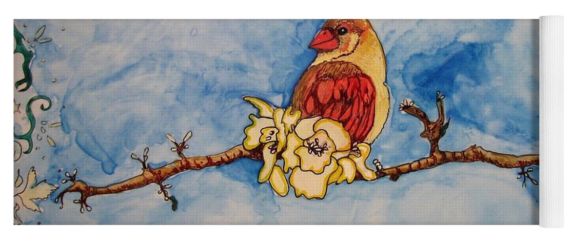 Cardinal Yoga Mat featuring the painting A Birds Delight by Patricia Arroyo