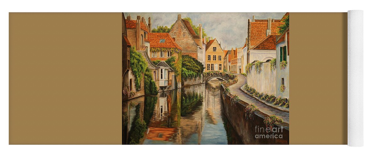 French Paintings Yoga Mat featuring the painting A Day in Brugge by Charlotte Blanchard