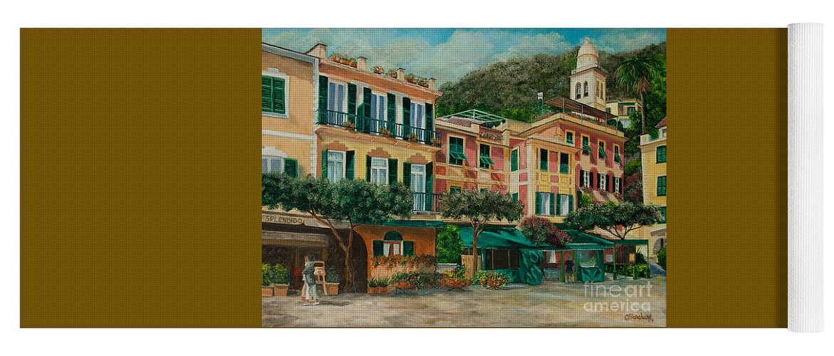Portofino Italy Art Yoga Mat featuring the painting A Day in Portofino by Charlotte Blanchard