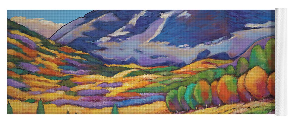 Aspen Tree Landscape Yoga Mat featuring the painting A Day in the Aspens by Johnathan Harris