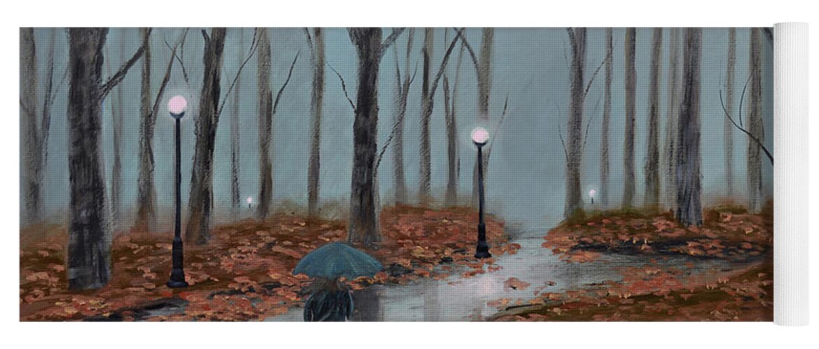  Winter Yoga Mat featuring the painting A Dreary Autumn Evening by Ken Figurski