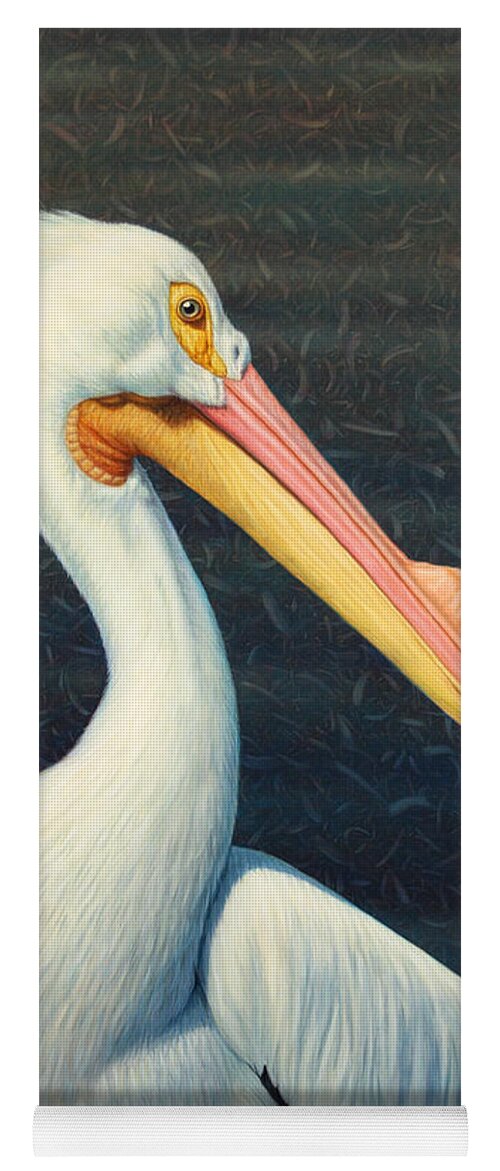 Pelican Yoga Mat featuring the painting A Great White American Pelican by James W Johnson