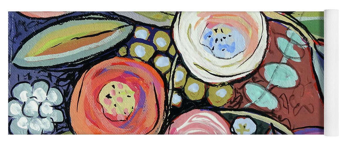 Flowers Yoga Mat featuring the painting A Jar of Happy by Ande Hall