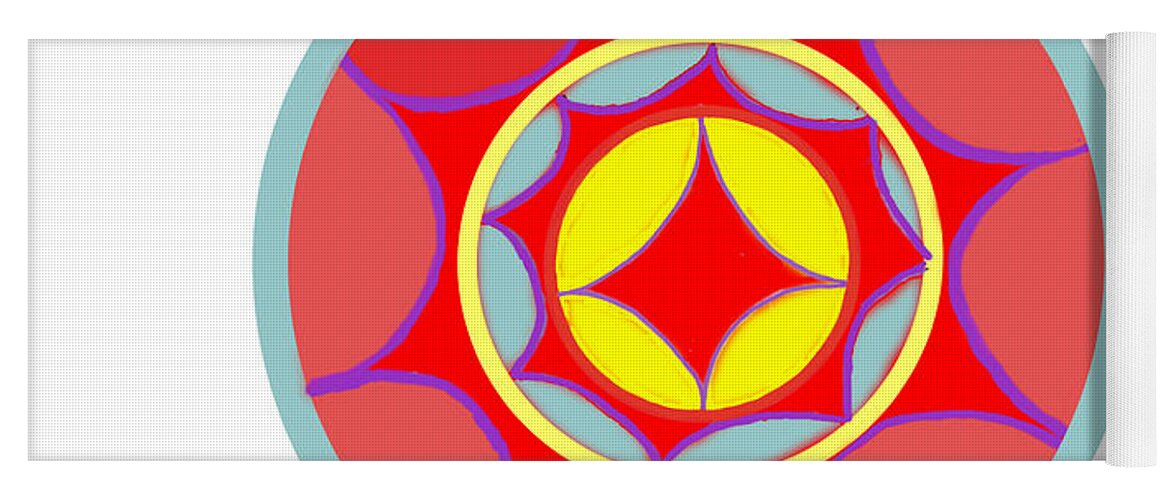 Mandalas Abstract Religious Reds Yoga Mat featuring the digital art A Mandala Life by Suzanne Udell Levinger