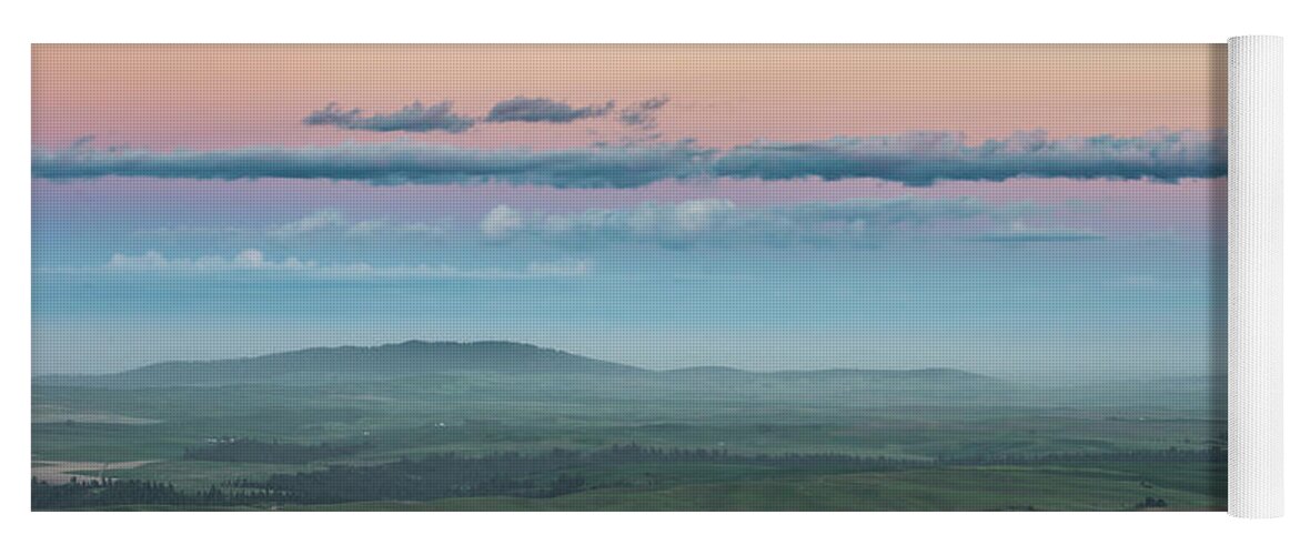 Agriculture Yoga Mat featuring the photograph A pastel sunset in Palouse. by Usha Peddamatham