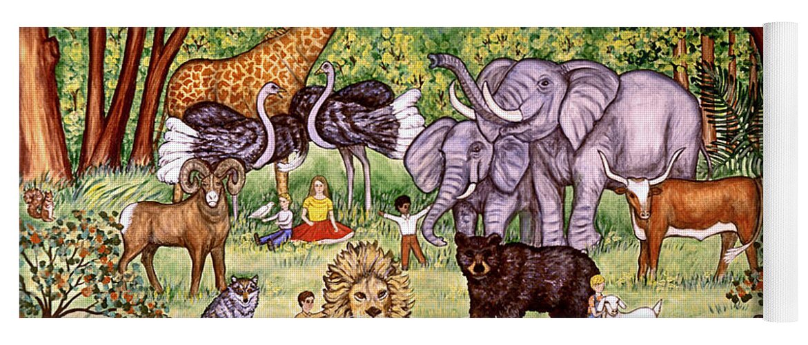 Wildlife Yoga Mat featuring the painting A Peaceable Kingdom by Linda Mears
