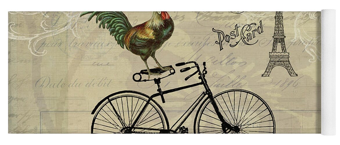 Roosters Yoga Mat featuring the digital art A Rooster in Paris by Peggy Collins