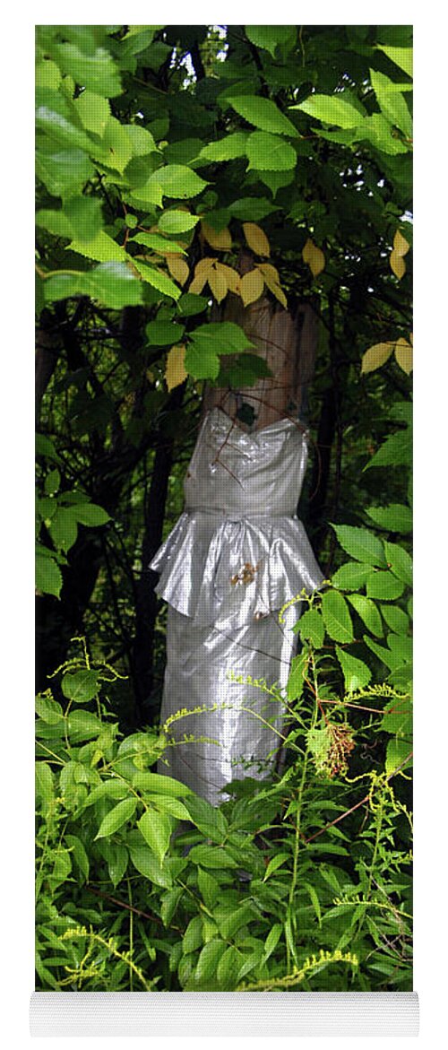 Clothes Yoga Mat featuring the photograph A Silver Gown In A Glade by Walter Neal