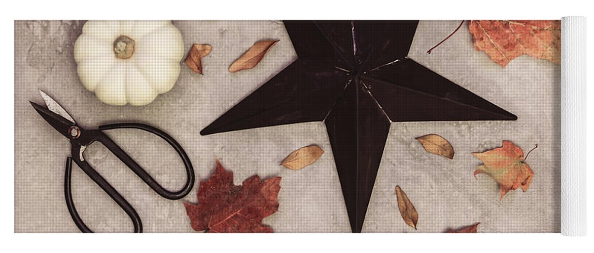 Star Yoga Mat featuring the photograph A Star Among the Autumn Leaves by Kim Hojnacki