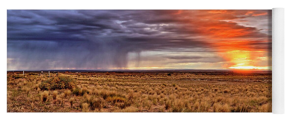 New Mexico Yoga Mat featuring the photograph A Stormy New Mexico Sunset - Storm - Landscape by Jason Politte