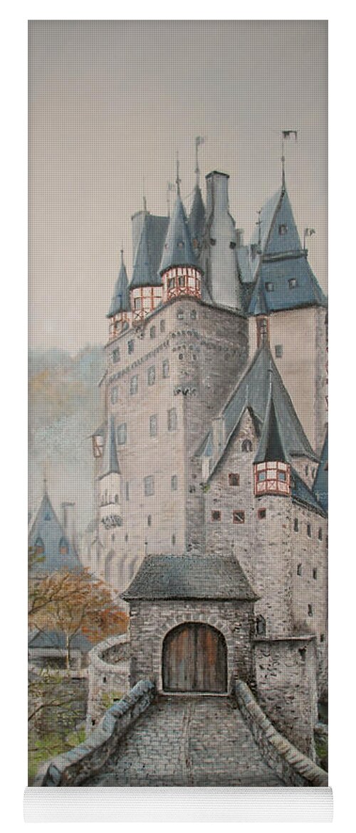 Castlle Yoga Mat featuring the painting A story at Eltz Castle by Sorin Apostolescu