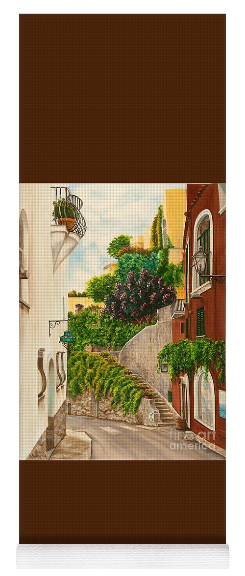 Italy Street Painting Yoga Mat featuring the painting A Street in Positano by Charlotte Blanchard