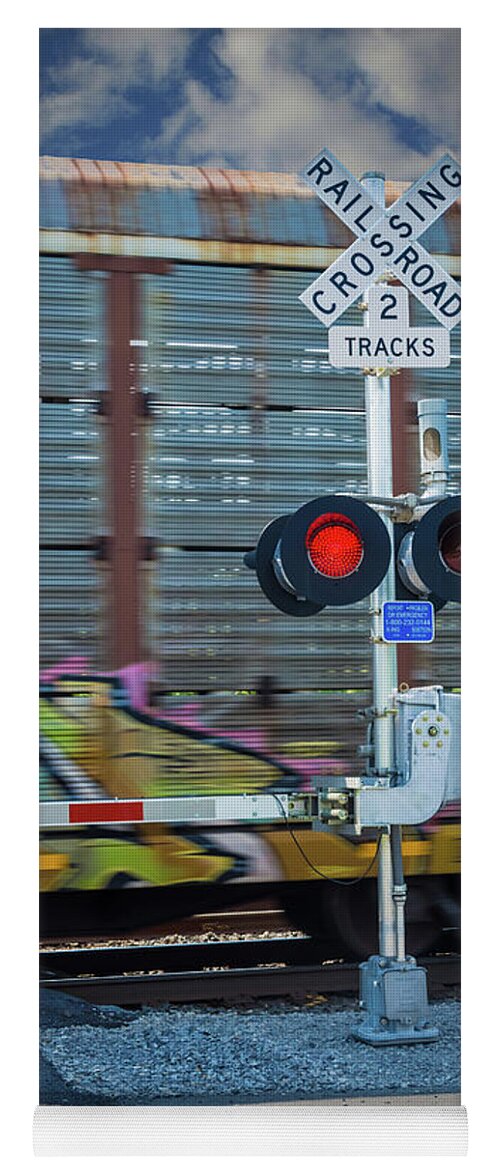Railroad Yoga Mat featuring the photograph A Train Speeding By by Guy Whiteley