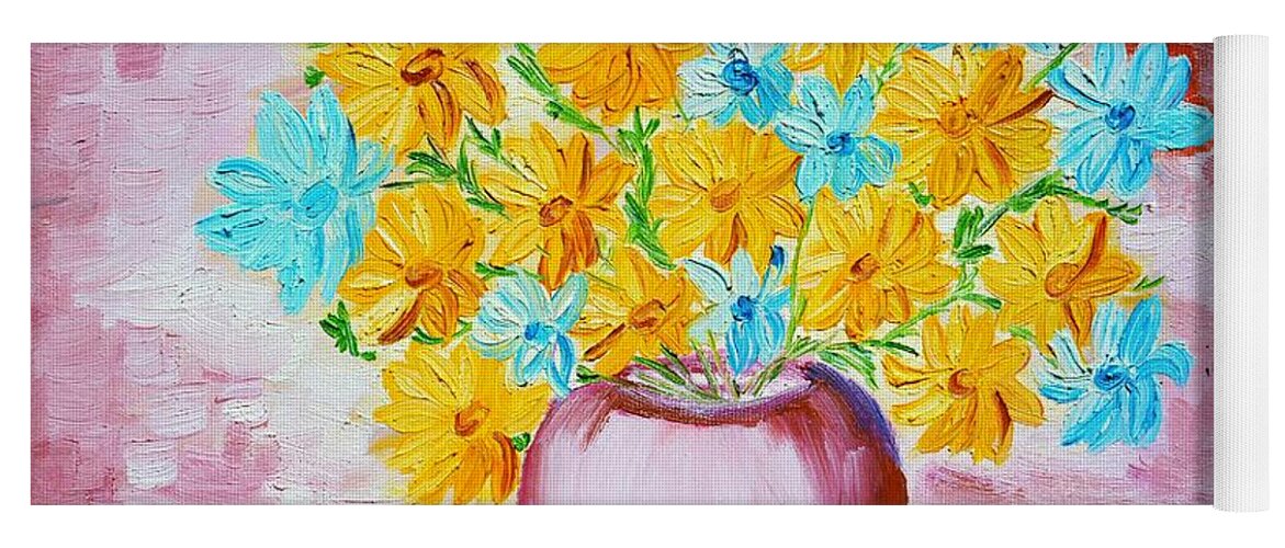 Daisies Yoga Mat featuring the painting A Whole Bunch of Daisies by Ramona Matei