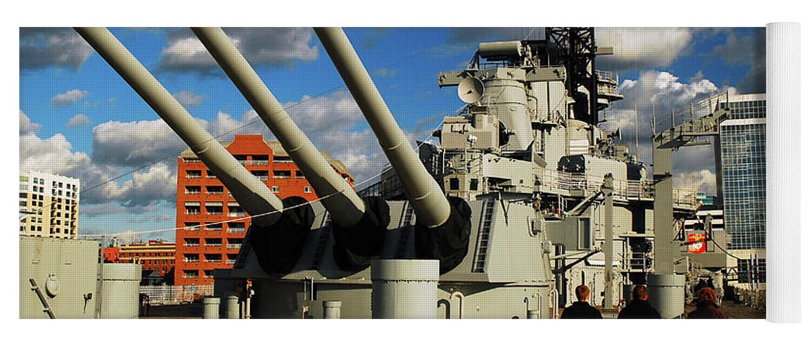 Norfolk Yoga Mat featuring the photograph Aboard the USS Wisconsin by James Kirkikis