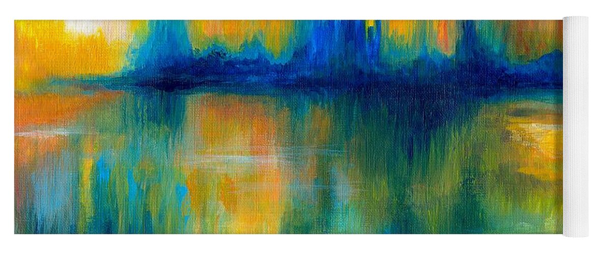 Abstract Yoga Mat featuring the painting Abstract 14 by Lucie Dumas