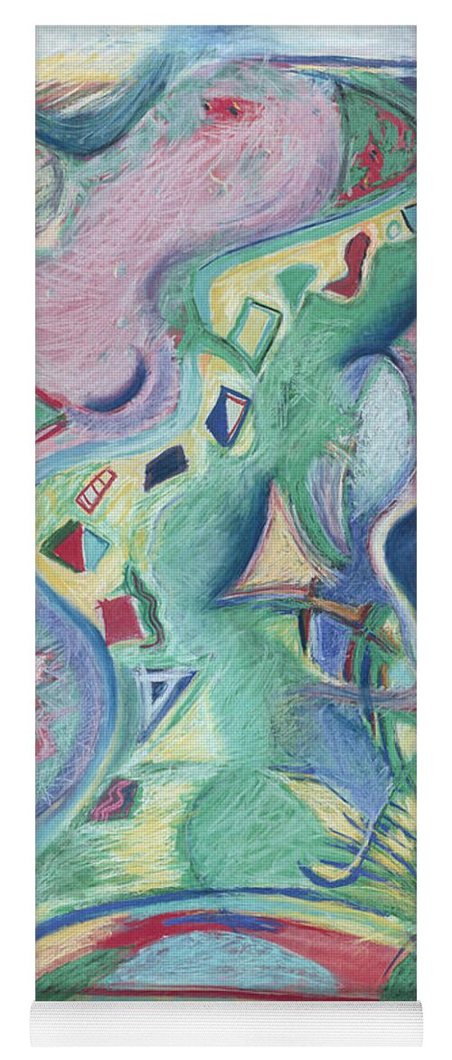 Abstract Yoga Mat featuring the painting Abstract 92 - Inner Landscape by Kerryn Madsen- Pietsch
