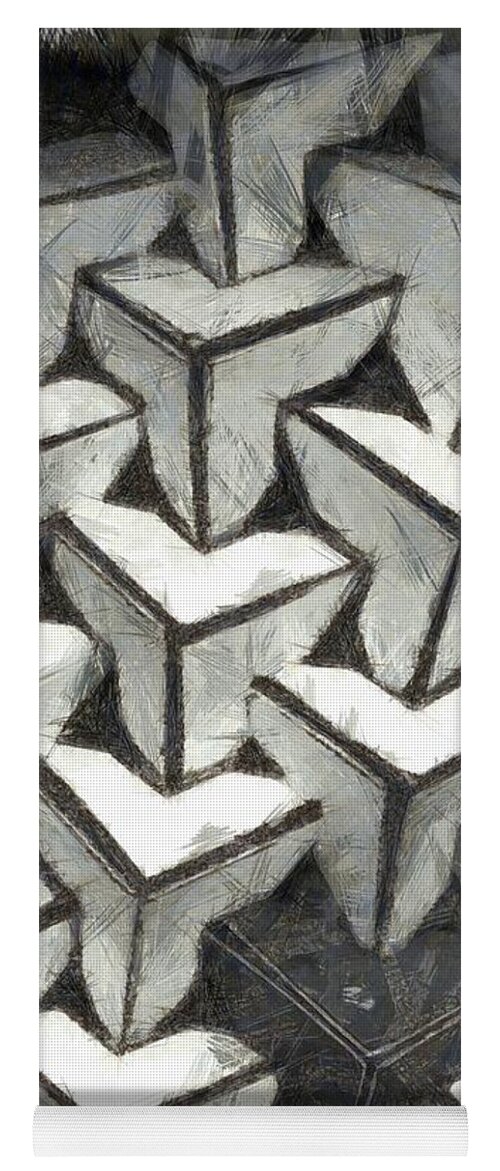 Abstract Yoga Mat featuring the mixed media Abstract Cubes Variations by Edward Fielding