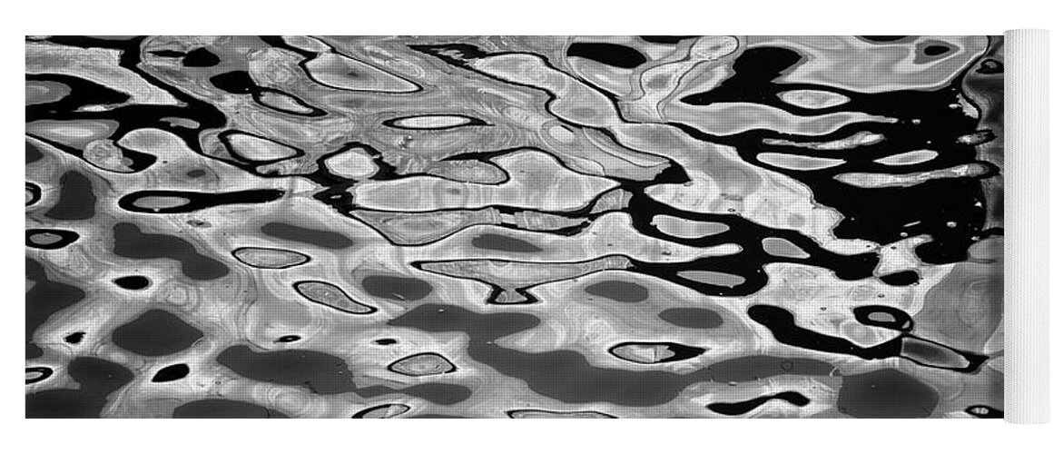 Abstract Yoga Mat featuring the photograph Abstract Dock Reflections I BW by David Gordon