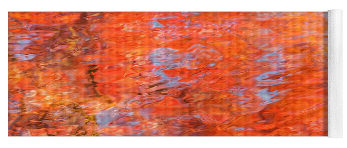 Autumn Yoga Mat featuring the photograph Colors reflecting in a pond becomes a wash of color. by Usha Peddamatham