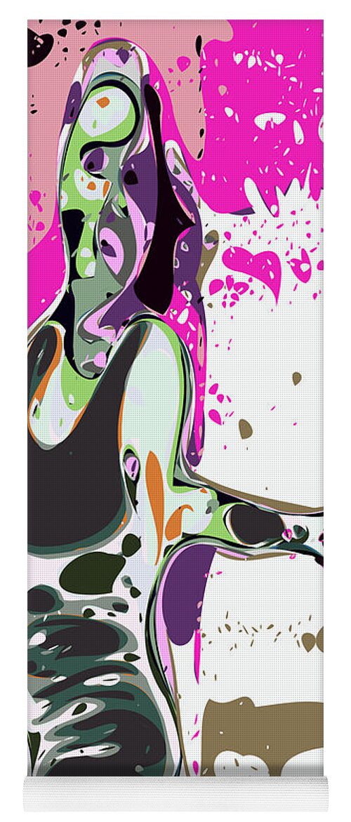  Tennis Yoga Mat featuring the digital art Abstract Female Tennis Player by Chris Butler