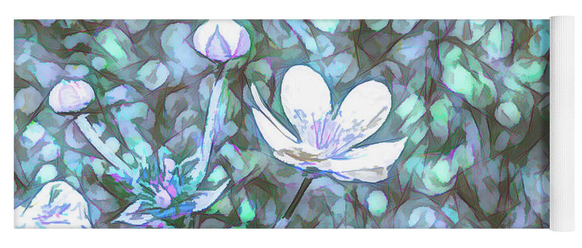Background Yoga Mat featuring the digital art Abstract flowers sketch by Tim Abeln