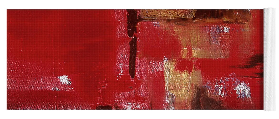 Abstract Yoga Mat featuring the painting Abstract in Red by Gina De Gorna