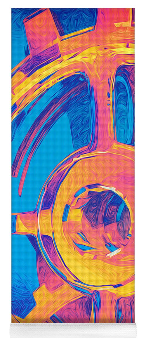 Surreal Yoga Mat featuring the digital art Abstract Macro Gears by Phil Perkins