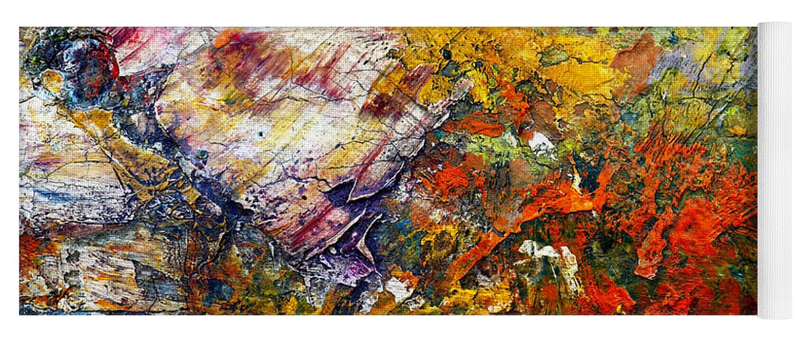 Abstract Yoga Mat featuring the painting Abstract by Michal Boubin