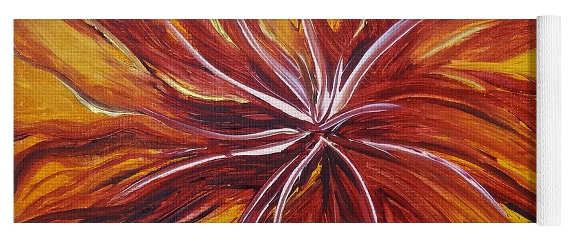 Abstract Yoga Mat featuring the painting Abstract Orange Flower by Michelle Pier