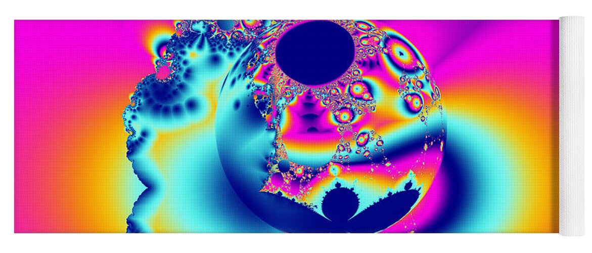 Abstract Yoga Mat featuring the digital art Abstract Pink and Turquoise Fractal Globe by Tracey Everington