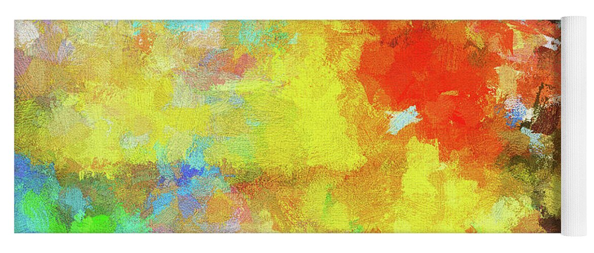 Abstract Yoga Mat featuring the painting Abstract Seascape Painting with Vivid Colors by Inspirowl Design