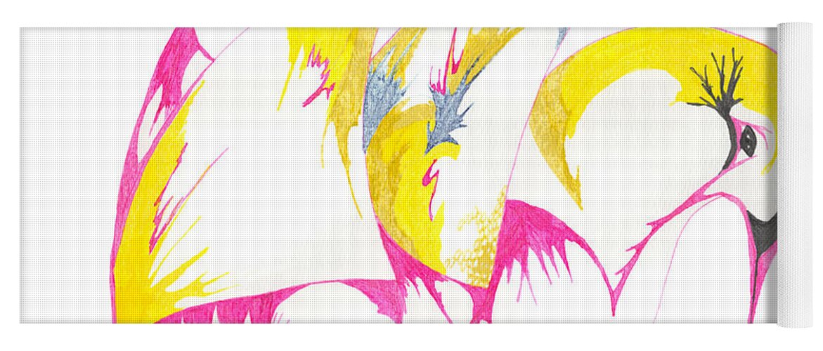 Abstract Yoga Mat featuring the drawing Abstract Swan by Mary Mikawoz