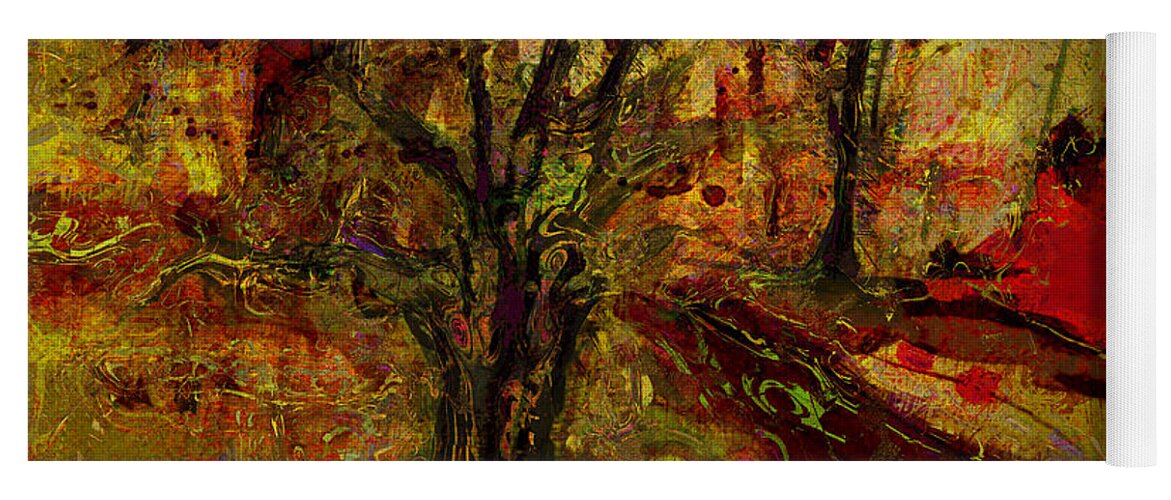 Tree Yoga Mat featuring the painting Abstract Tree by Julie Lueders 