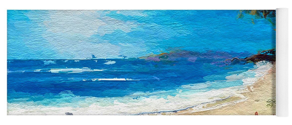 Anthony Fishburne Yoga Mat featuring the mixed media Abstract tropical beach by Anthony Fishburne