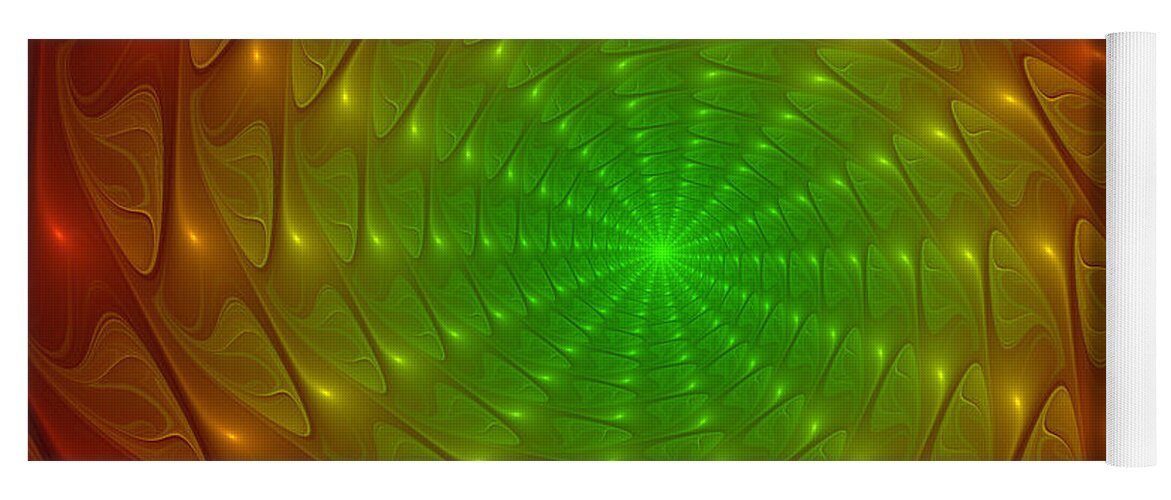 Abstract Yoga Mat featuring the digital art Abstract Tunnel from Red to Green by Gabiw Art