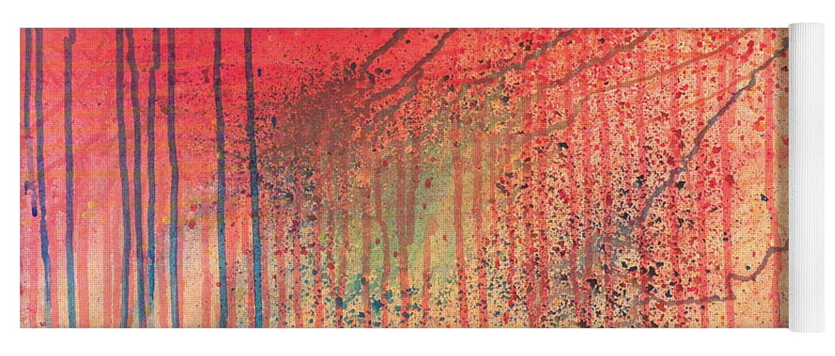 Abstract Yoga Mat featuring the painting Acid Rain by Walt Brodis