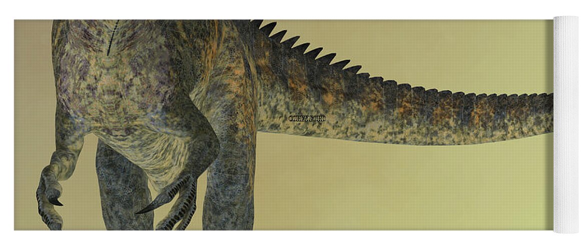 Acrocanthosaurus Yoga Mat featuring the painting Acrocanthosaurus Dinosaur Mirror by Corey Ford