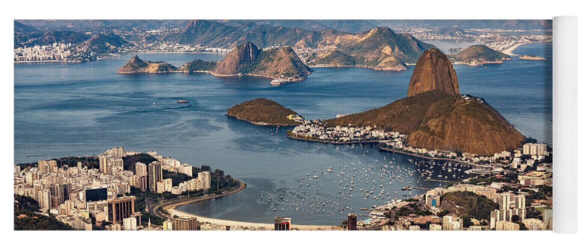 South America Yoga Mat featuring the photograph Aerial view over Rio de Janeiro by Mihai Andritoiu