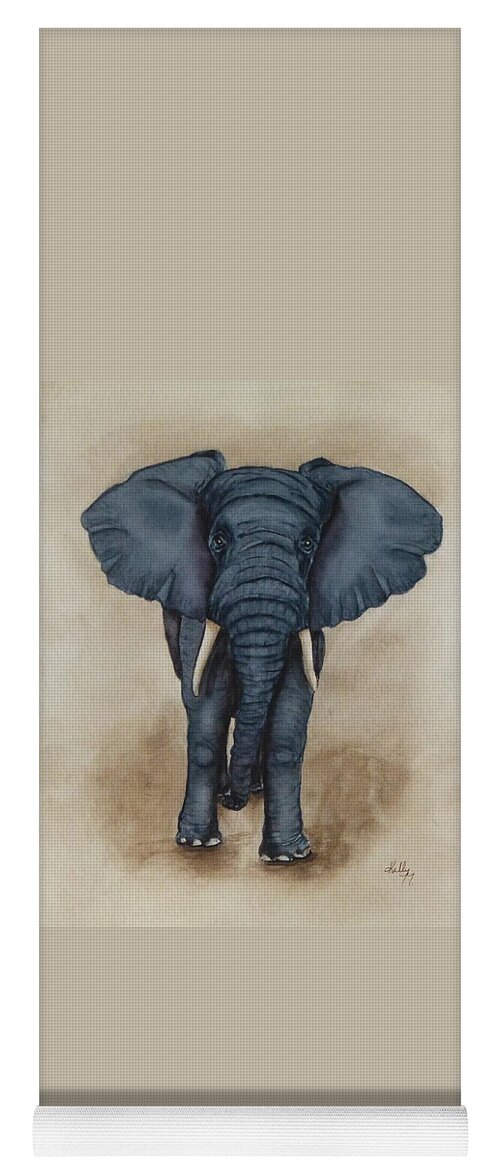 African Elephant Yoga Mat featuring the painting African Elephant by Kelly Mills