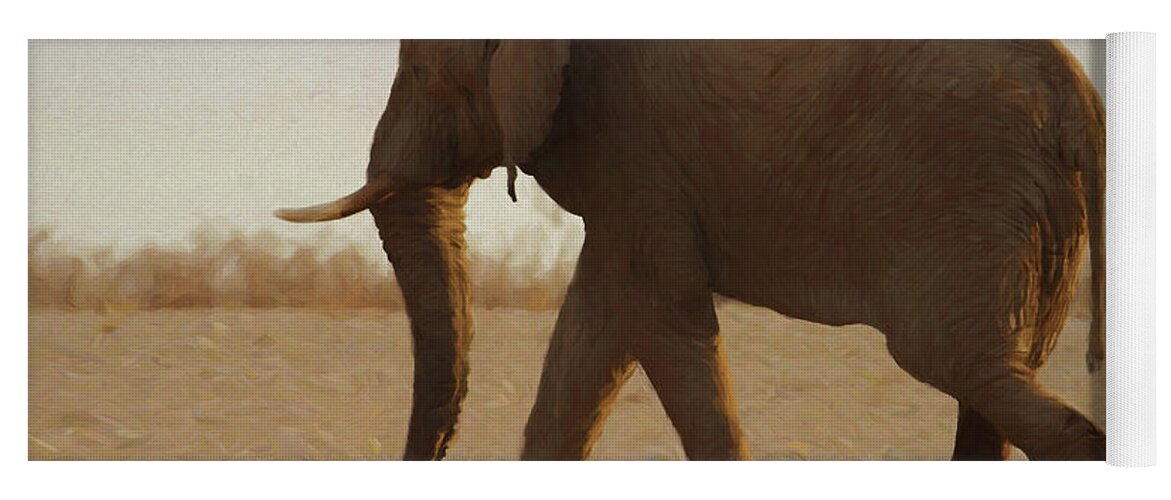Elephant Yoga Mat featuring the digital art African Elephant Walk by Ernest Echols